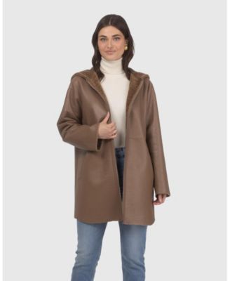 Reversible Textured Shearling Parka Coat