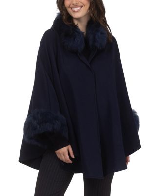 Cashmere & Wool Cape With Lamb Trim