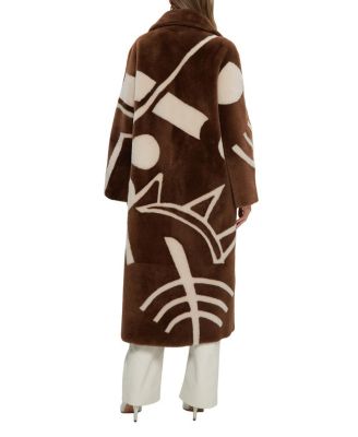 Merino Shearling Coat with Intarsia