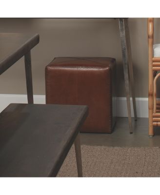 Tobacco Leather Ottoman