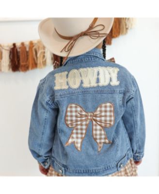 Girls' Howdy Gingham Bow Patch Denim Jacket - Little Kid, Big Kid