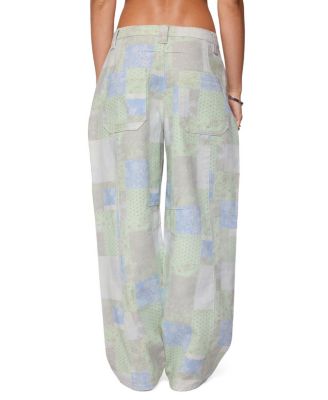  Patchwork Low Rise Baggy Light Rinse Wash Jeans