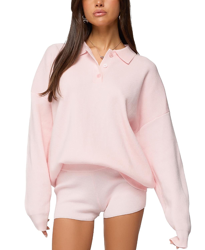 Edikted Lorie Oversized Knit Polo Sweater