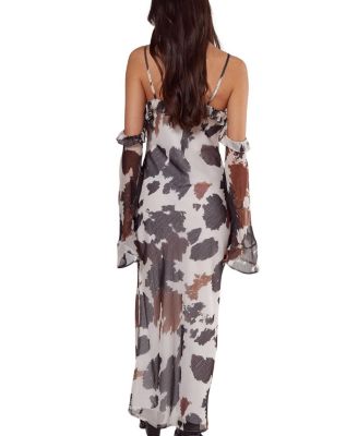 Cold Shoulder Bias Cut Split Maxi Dress