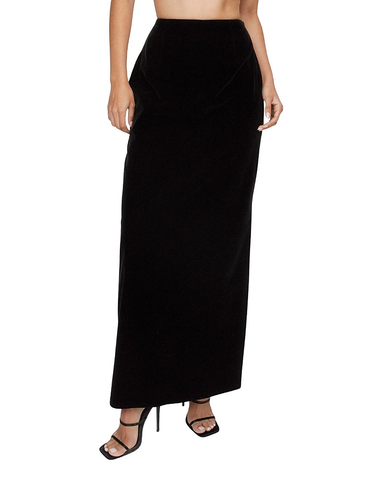 Nasty Gal Velvet High Waist Side Split Maxi Skirt In Black
