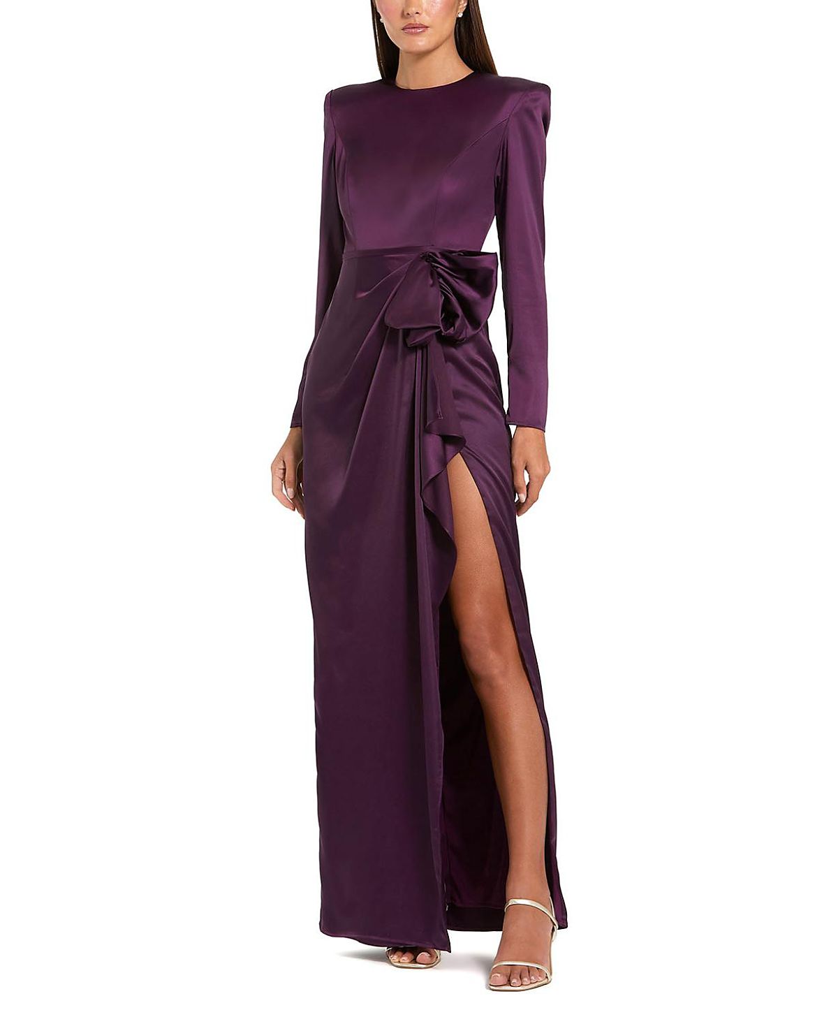 Mac Duggal Long Sleeve Structured Bow Draped Gown