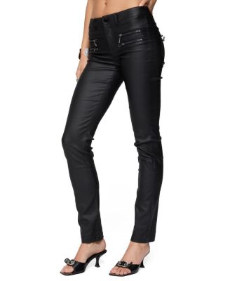 Kaede Faux Leather Skinny Black Wash Jeans