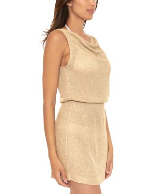 Gilded Cowl Neck Swim Cover-Up Dress