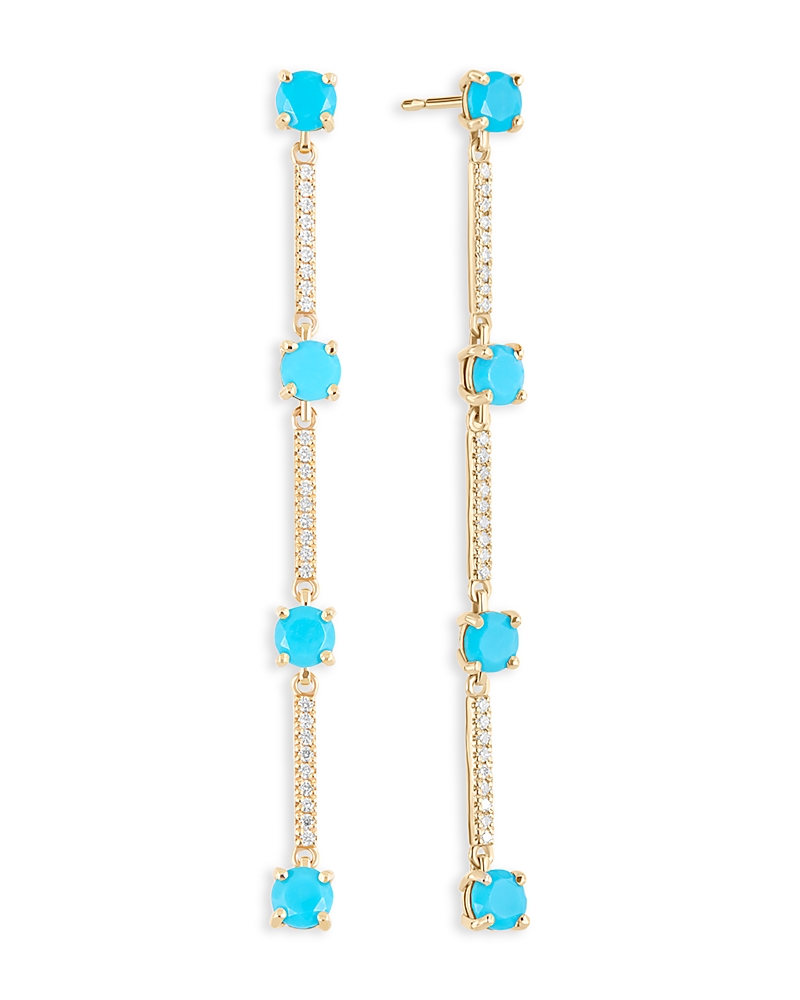 Lana Jewelry 14K Yellow Gold Turquoise & Diamond Linear Drop Earrings