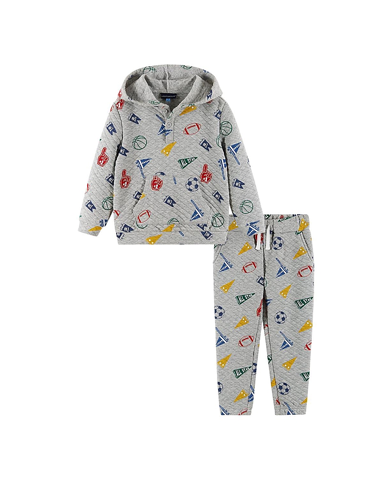 Andy & Evan Kids' Varsity Lounge Hoodie & Joggers Set In Gray