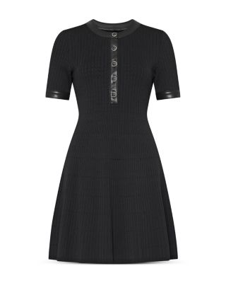 Faux Leather Trim Dress