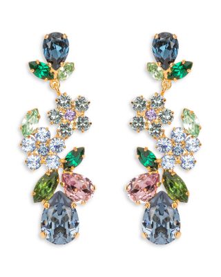 Martella Mixed Crystal Flower Linear Drop Earrings 
