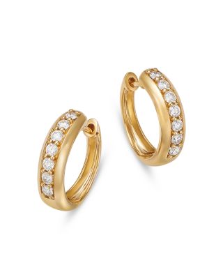 Diamond Huggie Hoop Earrings in 14K Yellow Gold, 0.5 tcw