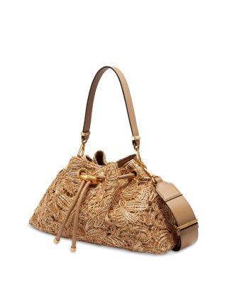 Cinch M Flower Woven Raffia Shoulder Bag
