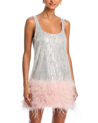 Ostrich Feather Sequin Mini Dress - Exclusive