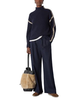 Blanket Stitch Wool Mix Knit Sweater