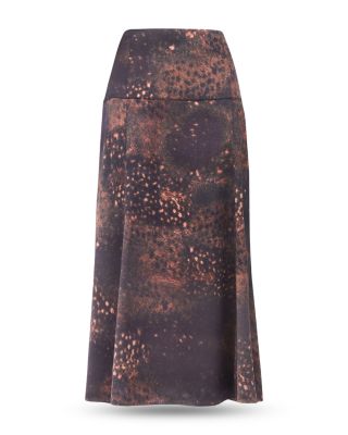 Spotted Animal Midi Satin Skirt