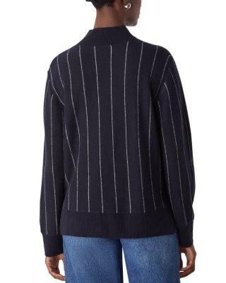 Stripe Wool Funnel Neck Knit Sweater