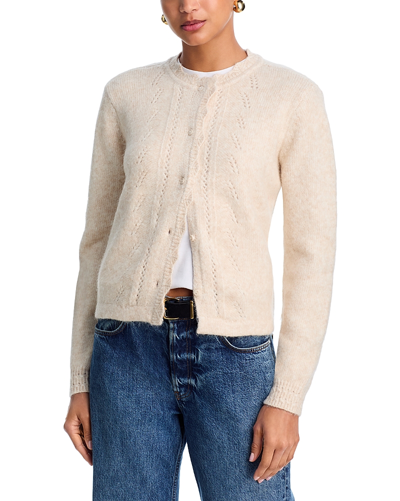 Aqua Pointelle Ruffle Cardigan - Exclusive In White