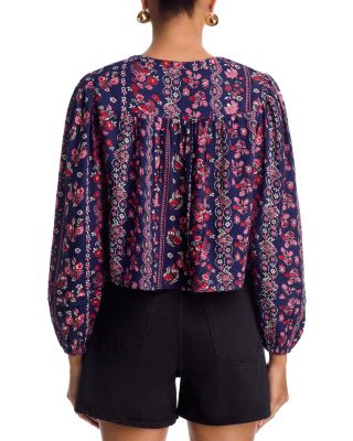 Paisley Tie Front Long Sleeve Top - Exclusive