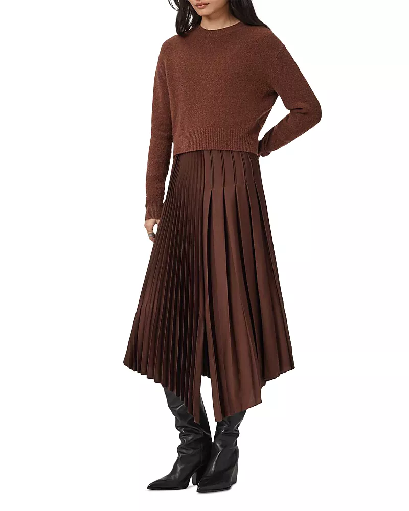 Allsaints Jax 2-In-1 Pleated Maxi Dress
