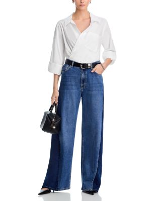 Angeleno Godet High Rise Wide Leg Jeans in Indigo Grove