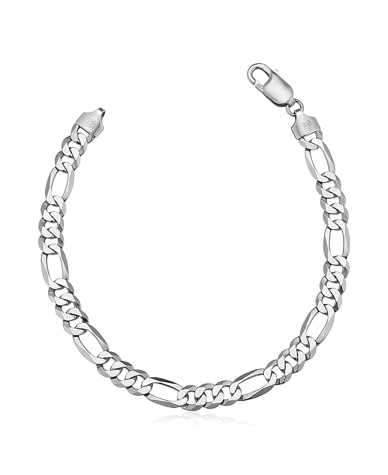 Oradina Sterling Silver Founders Figaro Bracelet