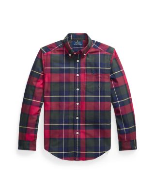 Boys' Plaid Cotton Oxford Shirt - Big Kid