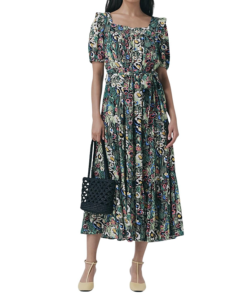 Ghost London Georgia Tiered Floral Midi Dress In Multi