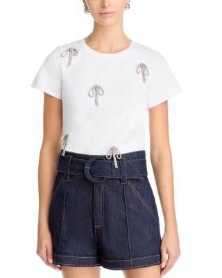 Rhinestone Bow Embellished Top