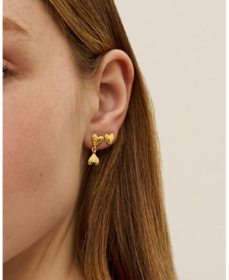  Double Heart Drop Studs