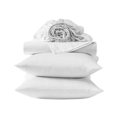 Etched Stripe Cotton Sateen 4 Piece Sheet Set