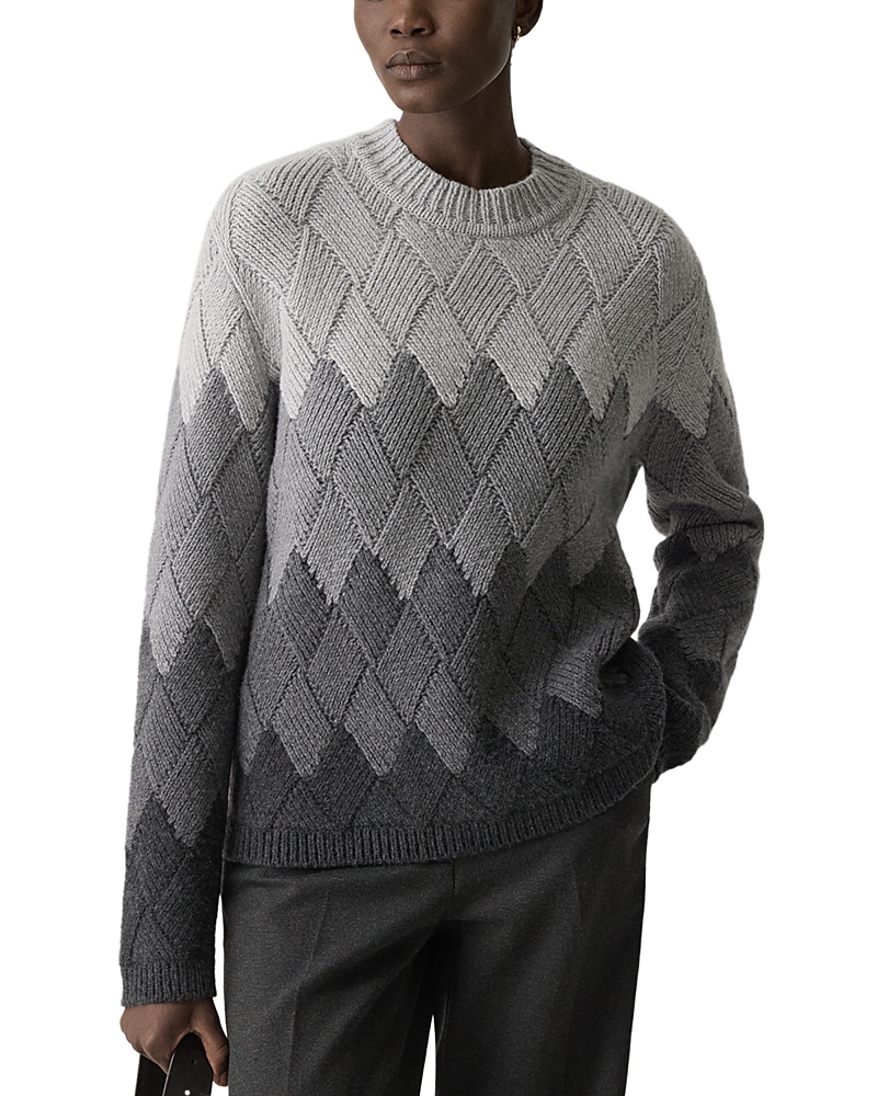 Theory Diamond Weave Sweater In Felted Wool-cashmere In Gray