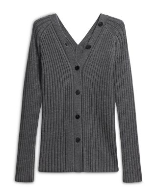 Wool Long Sleeve Open Back Cardigan