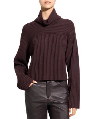 Wool Ribbed Mock Neck Sweater