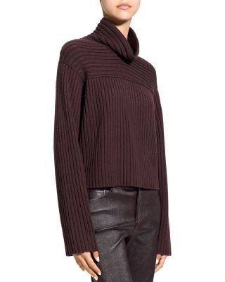 Wool Ribbed Mock Neck Sweater