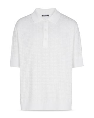 Merino Wool Blend Monogram Knit Polo