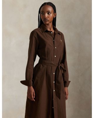 Cotton-Linen Belted Shirtdress