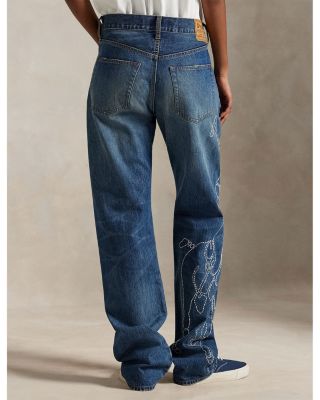 Embroidered Relaxed Straight Jeans