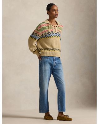 Fair Isle Lace-Up Sweater