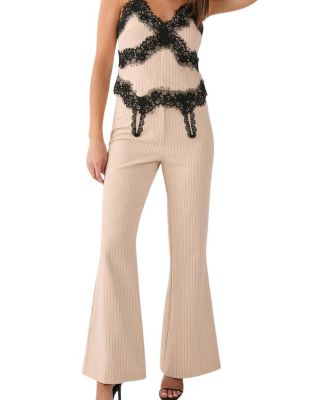 Lace Trim Tailored Flared Pants