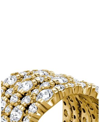  5 Row Pave Ring in 14K Gold, 7.76ctw Round Brilliant Lab Grown Diamonds