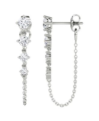  V Linked Tennis Earring in 14K Gold, 1.1ctw Round Brilliant Lab Grown Diamonds