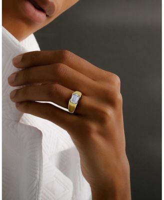  Statement Signet Ring in 14K Gold, 1.0ctw Emerald Lab Grown Diamond