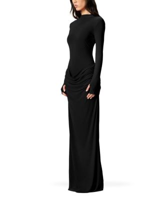 High-Neck Ruched Maxi Dress