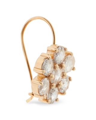 18K Yellow Gold Florescence Champagne Diamond Daisy Bloom Drop Earrings