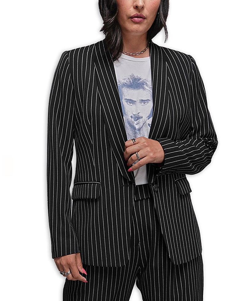 Wildfang The Empower Pinstripe Tux Blazer In Black