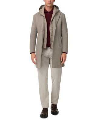 Single Breasted Jersey Coat with Removable Hooded Insert