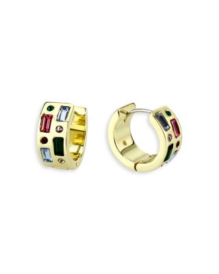 Scattered Stone Huggie Hoop Earrings - Exclusive