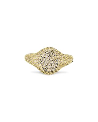 Pav&eacute; Oval Signet Ring - Exclusive